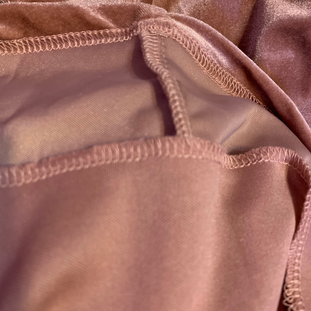 ❌DONATED❌Blush Pink Crushed Velvet Ruffled Detail Tie Waist Lined Dress - Picture 11 of 14